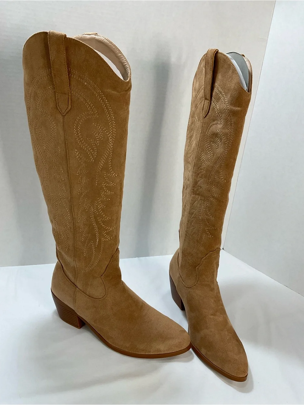 Over-the-Knee Suede Boots in Tan - Women's Fashion Knee High